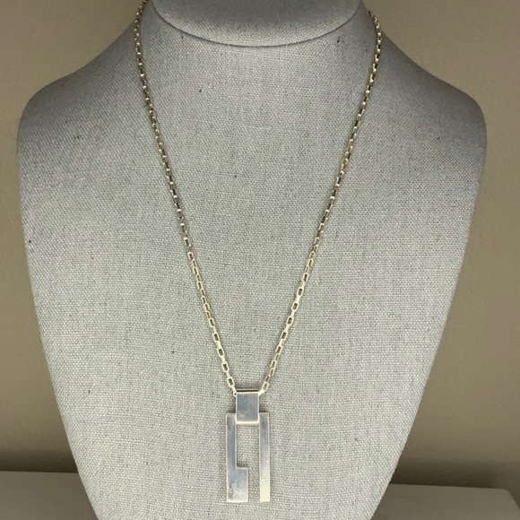 Gucci Wide G Cut Pendant Necklace in Sterling Silver (20") - Picture 1 of 6
